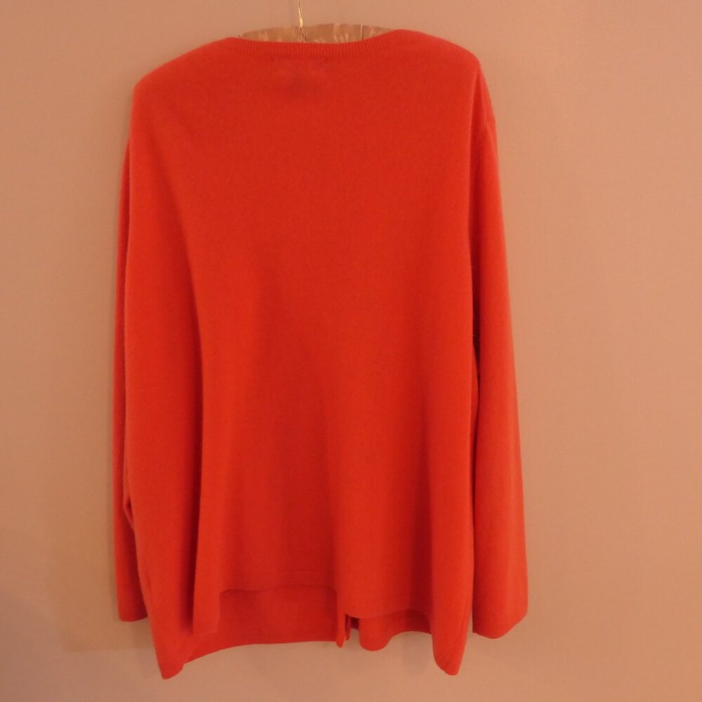 Lands’ End 100% Cashmere Cardigan Sweater Coral Plus Size 2X - Picture 3 of 11